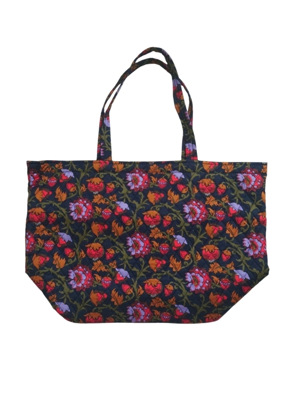 VERA BRADLEY Marston Grand Tote Bag Quilted Cotton Midnight Garden Vines